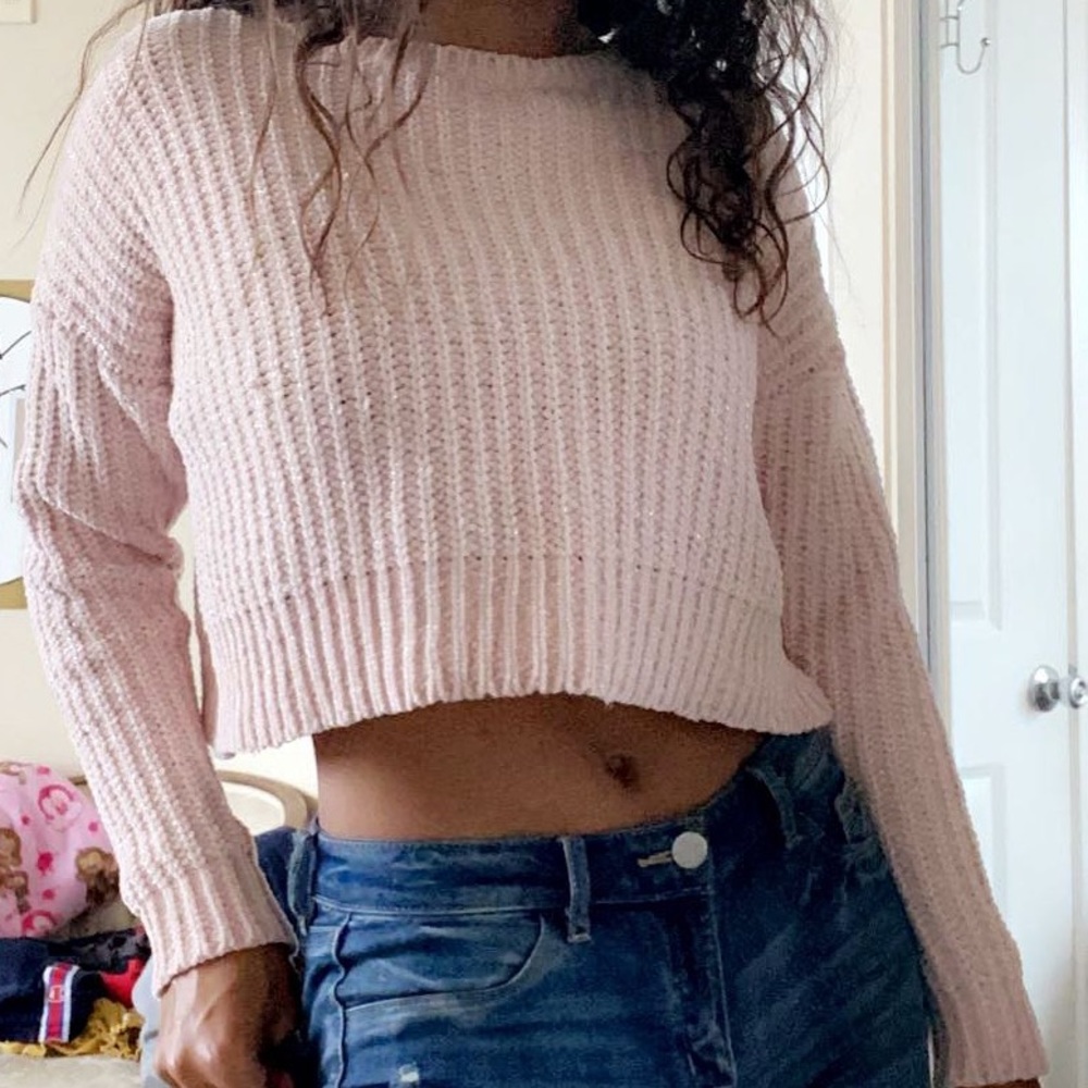 Pink Knit Crop Sweater | Forever 21